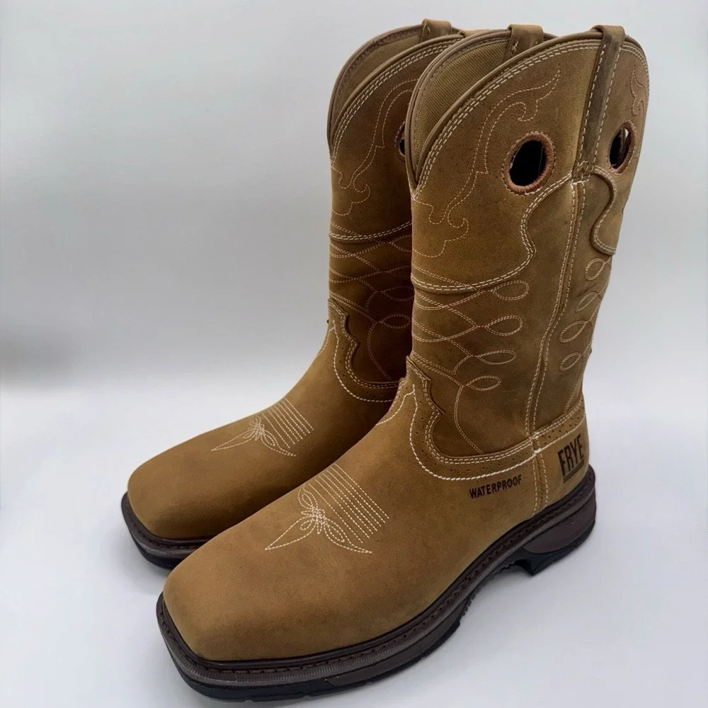 Frye Supply Safety Crafted Waterproof Boots Men's Size 10 W Wide Brown Steel Toe